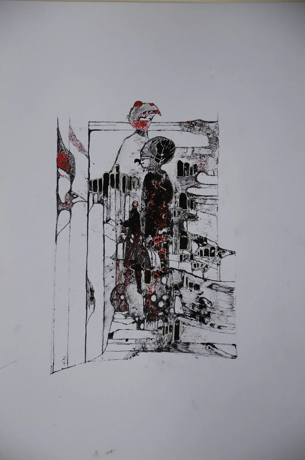 frauen in der stadt,acryl,tusche auf papier ,din a 4 ,2014